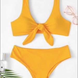Yellow Tie-Front Bikini Set NWOT